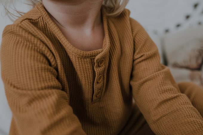 Waffle Knit Pajamas, Ochre